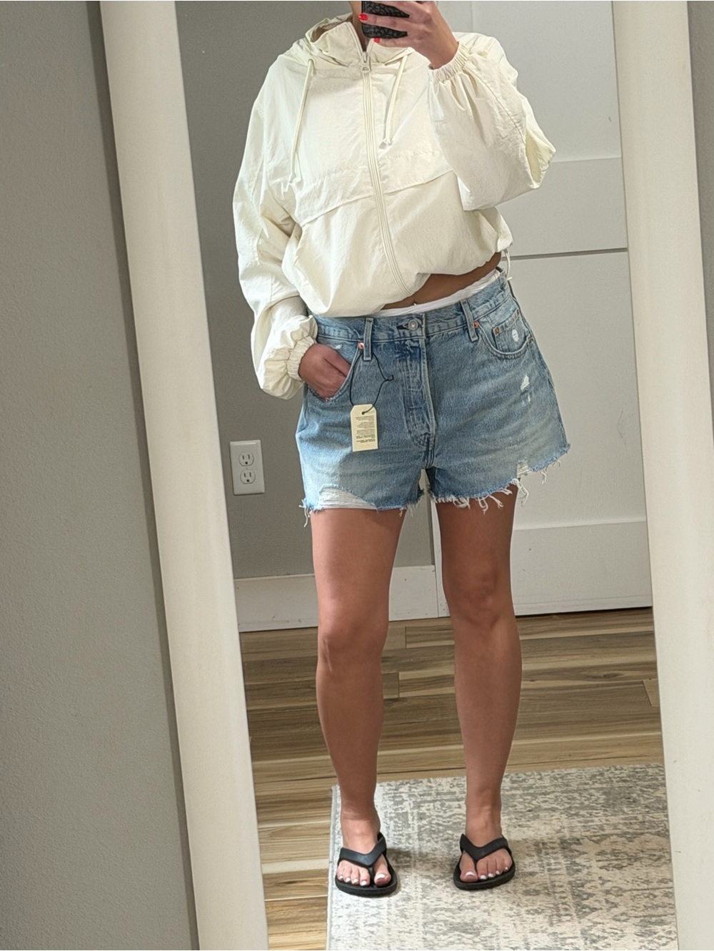 Levi's 501 Light Blue Distressed Denim Shorts